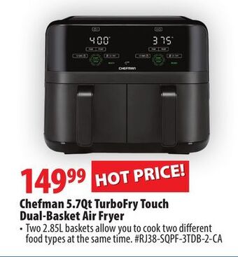 London Drugs Chefman 5.7qt turbofry touch dual-basket air fryer offer