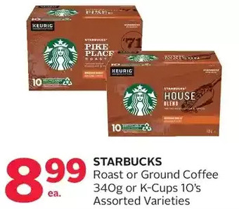Rexall Starbucks roast or ground coffee or k-cups offer