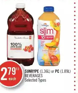 Shoppers Drug Mart Sunrype or pc beverages offer