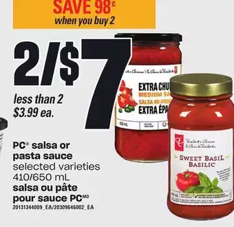 Independent City Market Pc® salsa or pasta sauce, 410/650 ml offer