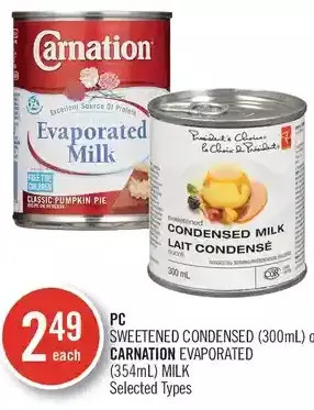 Shoppers Drug Mart Pc sweetened condensed or carnation evaporated milk offer