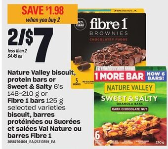 Independent City Market Nature valley biscuit, protein bars or sweet & salty, 6's, 148-210 g or fibre 1 bars, 125 g offer