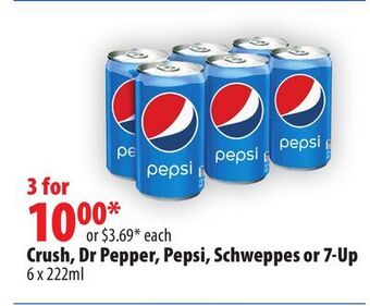 London Drugs Crush, dr pepper, pepsi, schweppes or 7-up offer