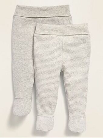 Old Navy Unisex 2-pack fold-over-waist footed pants for baby offer