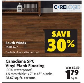 Home Hardware Canadiana spc vinyl plank flooring south winds offer