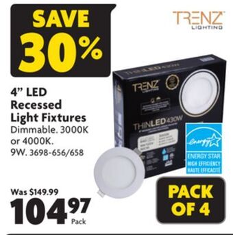 Home Hardware 4" led recessed light fixtures offer