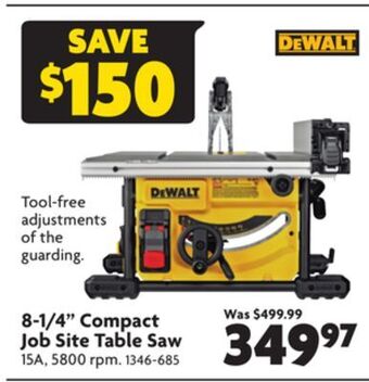Home Hardware 8-1/4" compact job site table saw offer