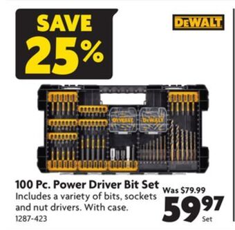 Home Hardware 100 pc. power driver bit set offer