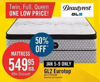 The Brick Beautyrest gl2 eurotop mattress offer