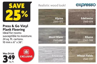 Home Hardware Expresso press & go vinyl plank flooring offer