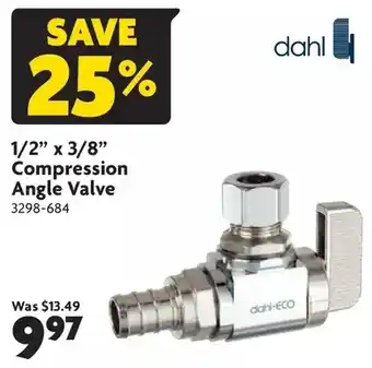 Home Hardware Dahl 1/2" x 3/8" compression angle valve offer