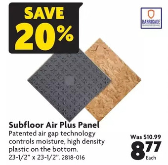 Home Hardware Barricade subfloor air plus panel offer