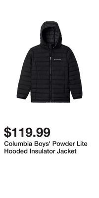 Sport Chek Columbia boys' powder lite hooded insulator jacket offer