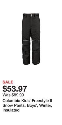 Sport Chek Columbia kids' freestyle ii snow pants, boys', winter, insulated offer