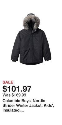 Sport Chek Columbia boys' nordic strider winter jacket, kids', insulated, waterproof, hooded offer