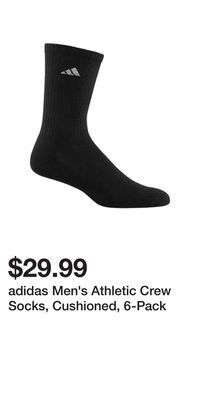 Sport Chek Adidas men's athletic crew socks, cushioned, 6-pack offer