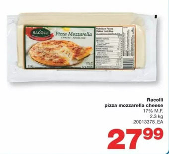 Wholesale Club Racolli pizza mozzarella cheese offer