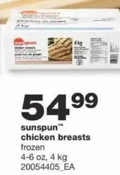 Wholesale Club Sunspun chicken breasts offer