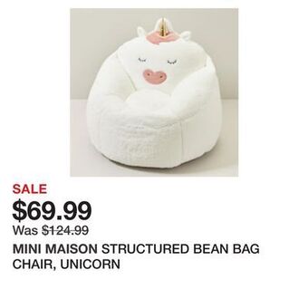 Chapters Indigo Structured bean bag chair, unicorn offer