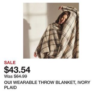 Chapters Indigo Wearable throw blanket, ivory plaid offer