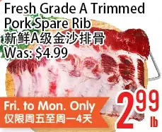 Bestco Food Mart Fresh grade a trimmed pork spare rib offer