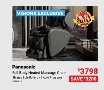 Visions Electronics Panasonic full body heated massage chair offer