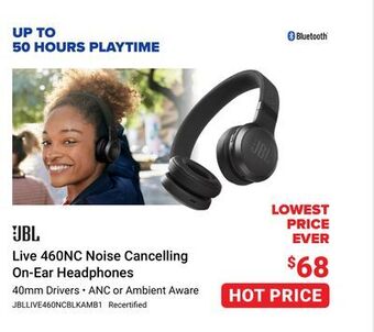 Visions Electronics Jbl live 460nc noise cancelling on-ear headphones offer