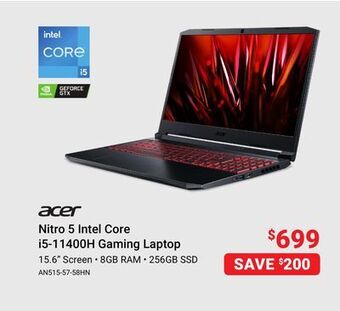 Visions Electronics Acer nitro 5 intel core i5-11400h gaming laptop offer