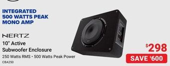 Visions Electronics Hertz 10" active subwoofer enclosure offer