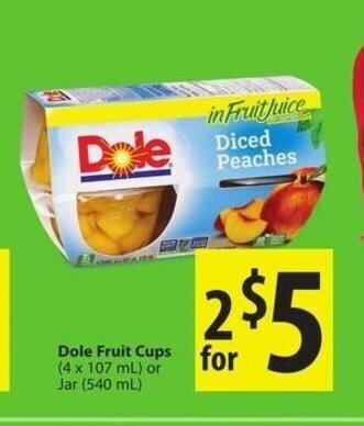 Save on Foods Dole Fruit Cups offer
