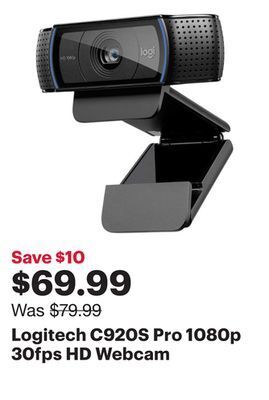 Best Buy Logitech c920s pro 1080p 30fps hd webcam offer