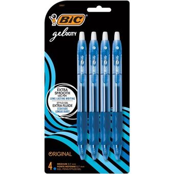 Staples Bic gelocity retractable gel pens, blue, 4 pack offer