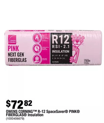Home Depot Owens corning r-12 spacesaver pink fiberglas insulation offer