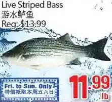 Hong Tai Supermarket Live striped bass offer