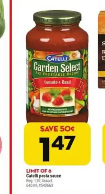 Giant Tiger Catelli Pasta Sauce offer