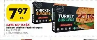 Giant Tiger Belmont Chicken or Turkey Burgers offer