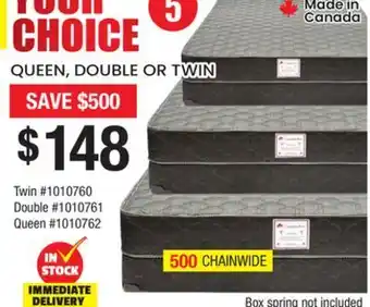 Bad Boy Superstore Queen double or twin mattress offer