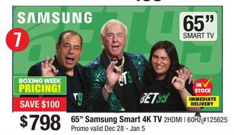 Bad Boy Superstore 65" samsung smart 4k tv offer