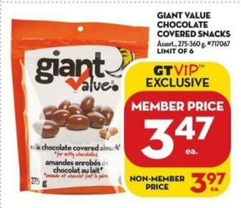Giant Tiger Giant Value Chocolate Covered Snacks offer