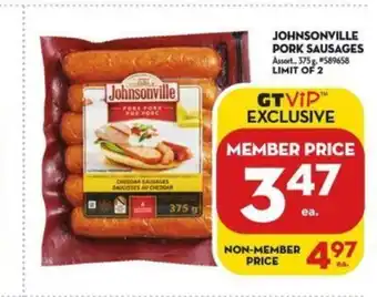 Giant Tiger Johnsonville Pork Sausages offer