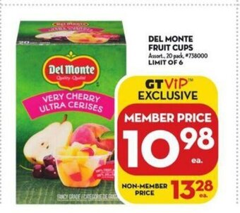 Giant Tiger Del Monte Fruit Cups offer