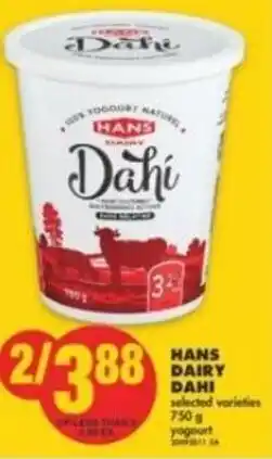 No Frills Hans Dairy Dahi 750g offer