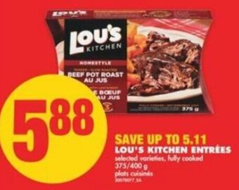 No Frills Lou's kitchen entrees 375/400g offer