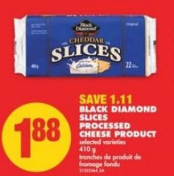 No Frills Black diamond slices processed cheese product 410g offer