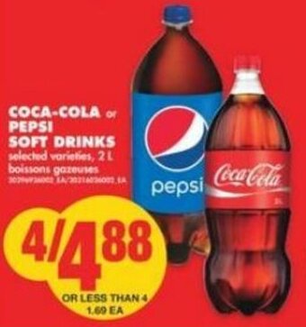 No Frills Coca-cola or Pepsi soft drinks 2L offer