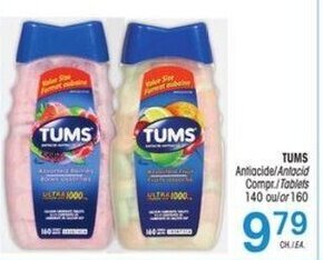 Uniprix Tums antacid 140 or 160 tablets offer