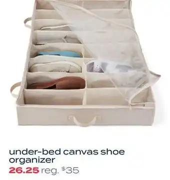 Bed Bath & Beyond Squared away™ under-bed canvas shoe organizer in oyster grey offer