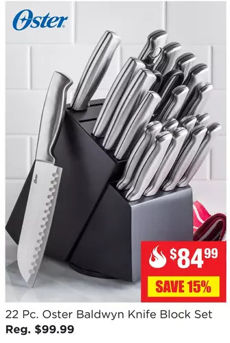 Kitchen Stuff Plus 22 pc. oster baldwyn knife block set offer