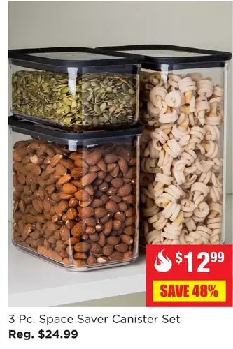 Kitchen Stuff Plus 3 pc. space saver canister set offer