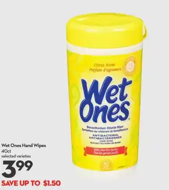 Longo's Wet ones hand wipes 40ct selected varieties offer